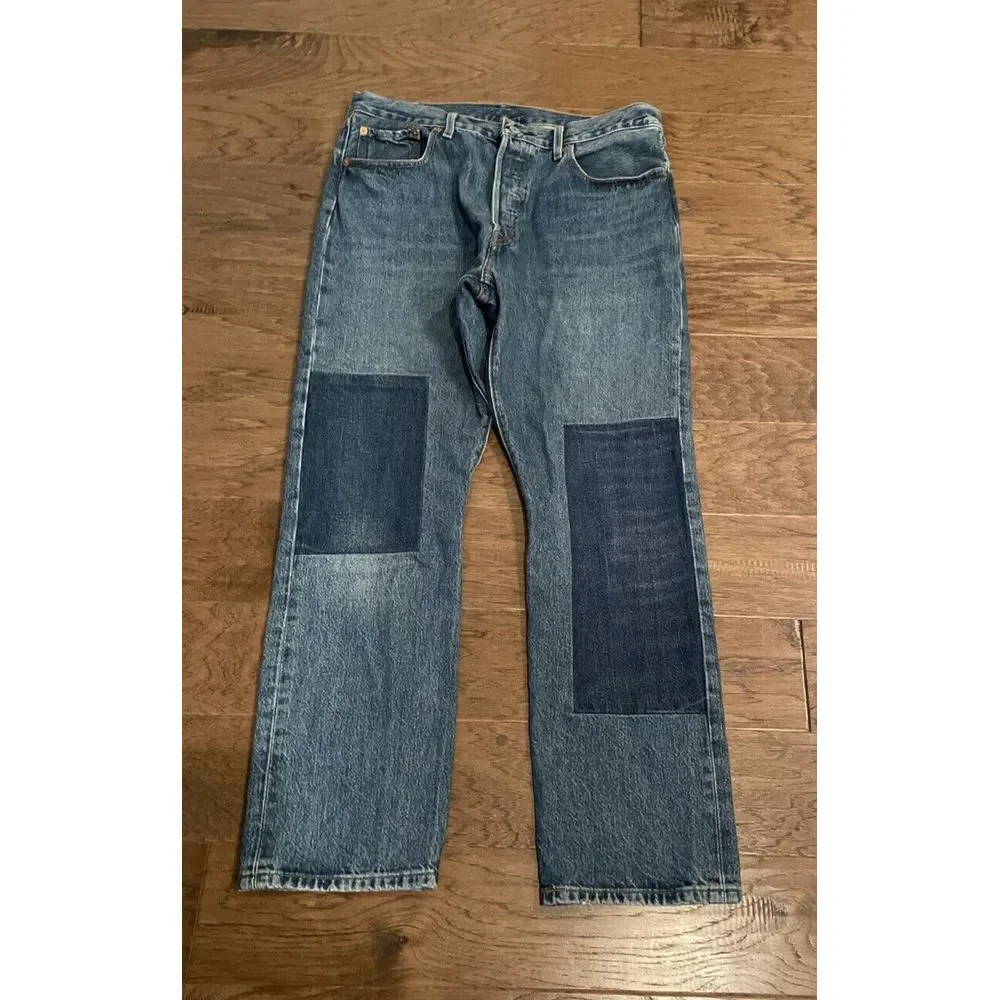 Levi's 501 Premium Original Fit‎ PATCHWORK Men's Jeans 33x30 Medium Wash Vintage